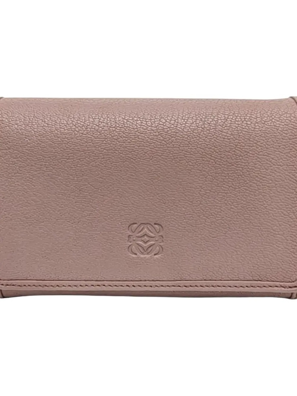 Loewe Dusty Rose Pebbled Leather Flap Wristlet